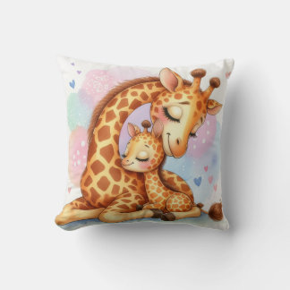 Mom & Baby Giraffe Throw Pillow