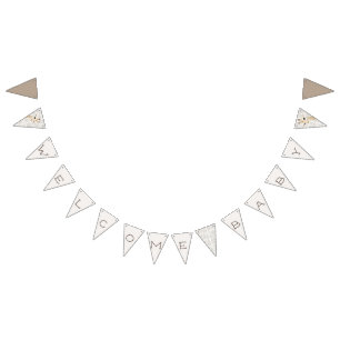 Mom & Baby Giraffe Watercolor Welcome Baby Bunting Flags