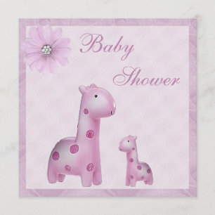Mom & Baby Giraffes Lilac Girl Baby Shower Invitation