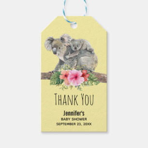 Mom & Baby Koala Bears Cute Watercolor Baby Shower Gift Tags