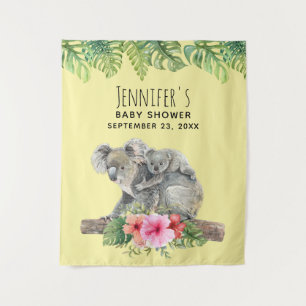 Mom & Baby Koala Bears Cute Watercolor Baby Shower Tapestry