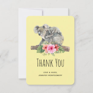 Mom & Baby Koala Bears Cute Watercolor Thank You Card