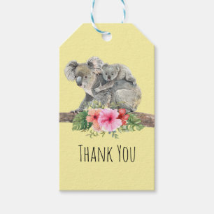 Mom & Baby Koala Bears Cute Watercolor Thank You Gift Tags