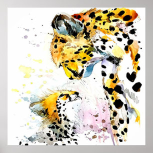 Mom Baby Lion Family Gift,Mom Daughter Birthday Poster