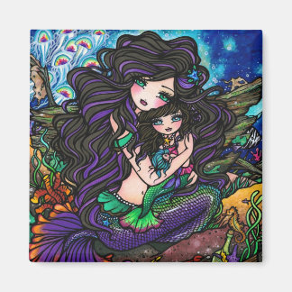 Mom & Baby Mermaid Fantasy Marine Art Hannah Lynn Magnet