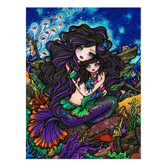 Mom and Baby Mermaid Postcard