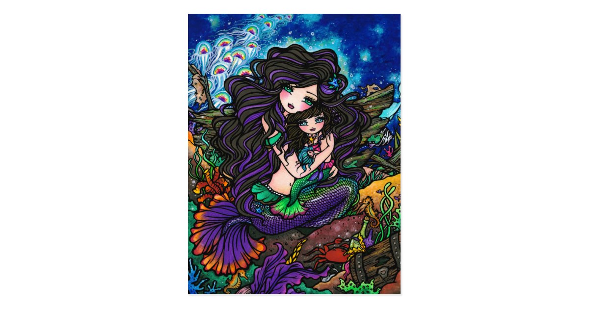 Mom and Baby Mermaid Postcard