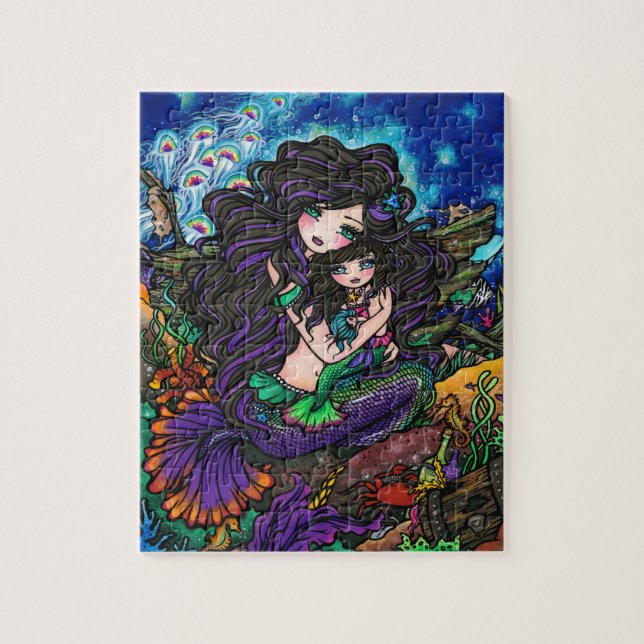 Mom & Baby Mermaid Fantasy Marine Art Puzzle (Vertical)