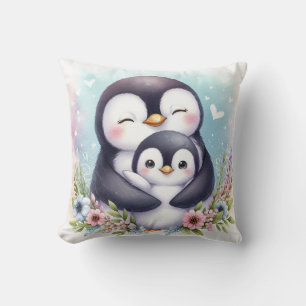 Mom & Baby Penguin Throw Pillow