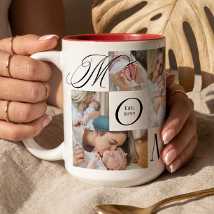 Mom Baby Photo Collage Happy First Mother's Day Two-Tone Coffee Mug