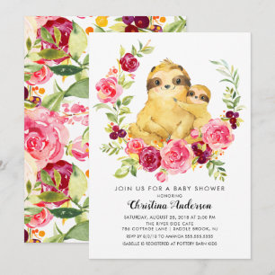 Mom & Baby Sloth Baby Shower Invitation