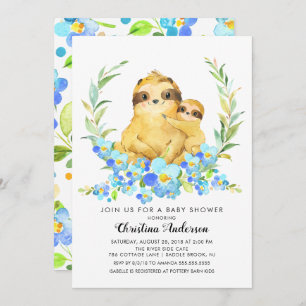 Mom & Baby Sloth Baby Shower Invitation