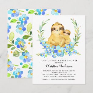 Mom & Baby Sloth Baby Shower Invitation