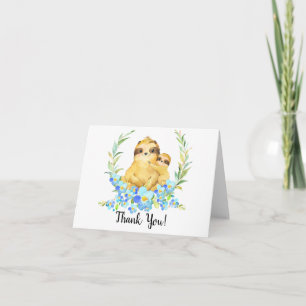 Mom & Baby Sloth Boys Shower Thank You Card