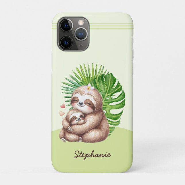 Mom & Baby Sloth Customizable Case-Mate iPhone Case (Back)