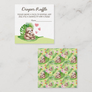 Mom & Baby Sloth Diaper Raffle Baby Shower Card