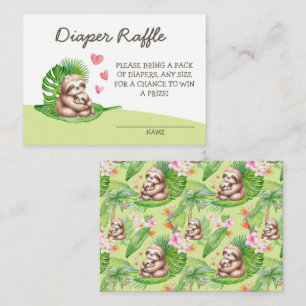 Mom & Baby Sloth Diaper Raffle Baby Shower - Card
