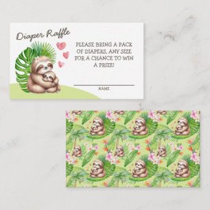 Mom & Baby Sloth Diaper Raffle Enclosure Card