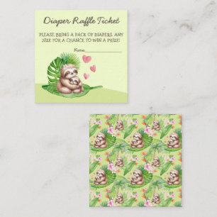 Mom & Baby Sloth Diaper Raffle Ticket - Card