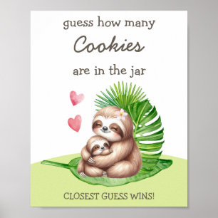 Mom & Baby Sloth Guess How Many Shower Game Poster