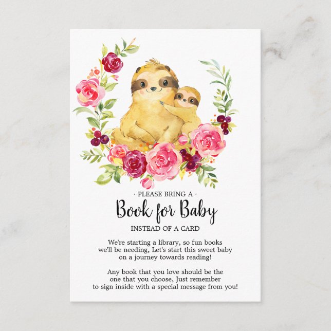 Mom & Baby Sloth Shower Book for Baby Card (Front)