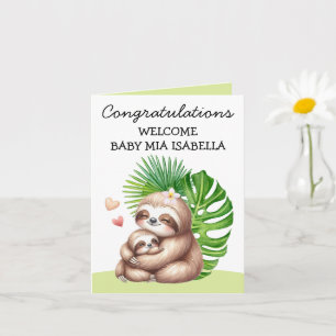 Mom & Baby Sloth Welcome Folded Greeting Card