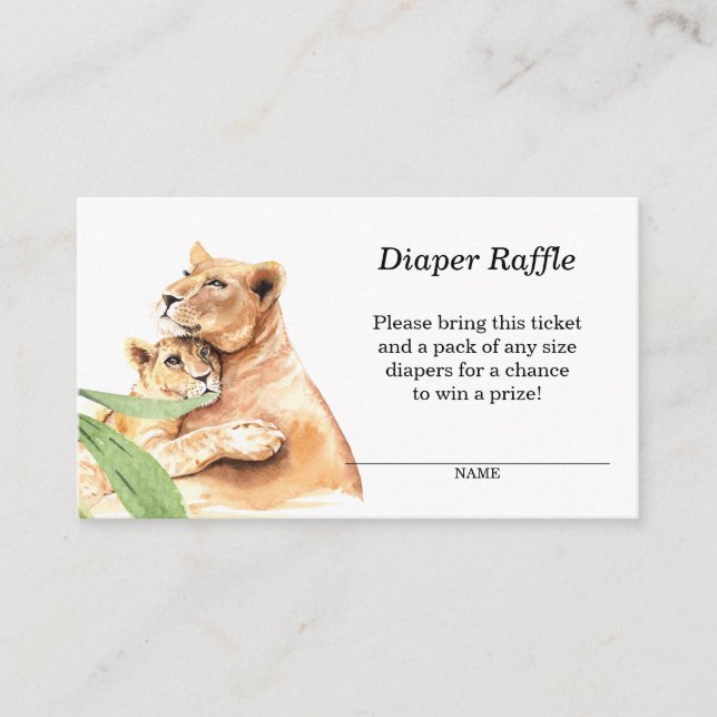 Mom & Baby Tiger Baby Diaper Raffle Enclosure Card (Front)