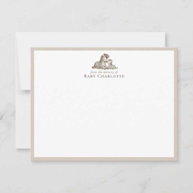 Mom & Baby Zebra Nursery Note Card – Personalized (Front)