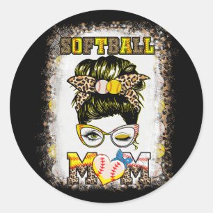Mom Baseball Women Softball Mama Mothers Day  Classic Round Sticker