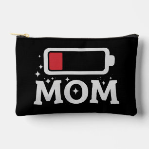 Mom Battery Low Tired Funny Mother's Day Accessory Pouch