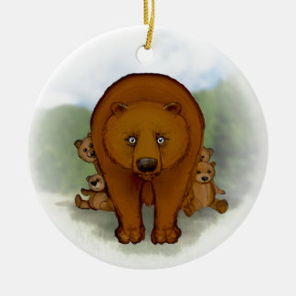 Mom bear ceramic ornament