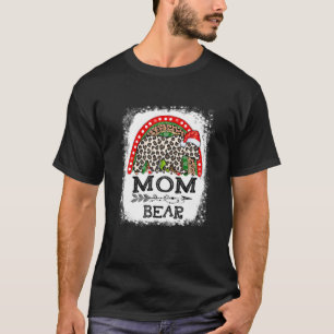 Mom Bear Leopard Christmas Rainbow Pajama Matching T-Shirt