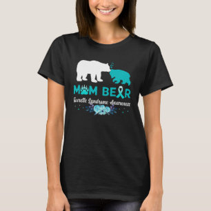 Mom Bear Tourette Syndrome Awareness Teal Ribbon T-Shirt