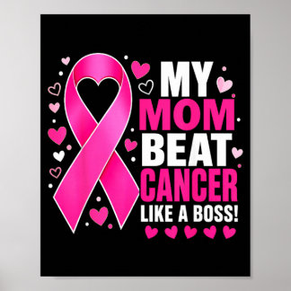 Mom Beat Breast Cancer Like A Boss Fighter Poster