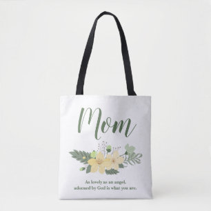 Mom Beauty Floral Quote Tote Bag