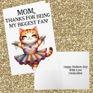 Mom Biggest Fan Funny Humour Dancing Mothers Day Card