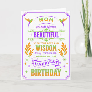 Mom Birthday, 5 x 7 foldable card