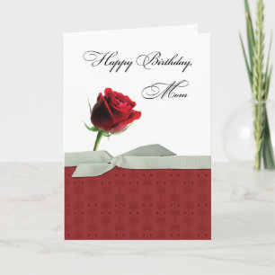 Mom Birthday Beautiful Single Red Rose Card