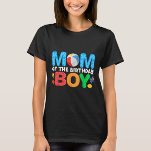 Mom Birthday Boy Kids Beach Ball Theme Party Pool T-Shirt