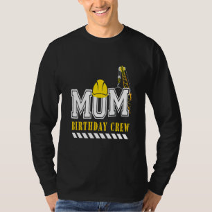Mom Birthday Crew Construction Birthday Party Moth T-Shirt