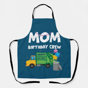 Mom Birthday Crew Garbage Truck Birthday Party Apron