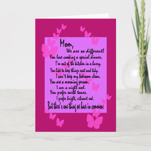 Mom Birthday: Different But The Same, Full Verse 2 Card (Front)