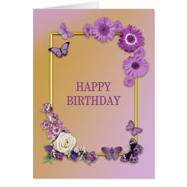 Mom Birthday Flowers and Butterflies (Front)