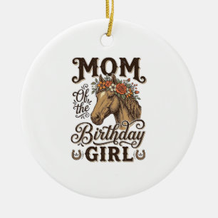 Mom Birthday Girl Floral Horse Western Vintage Shi Ceramic Ornament