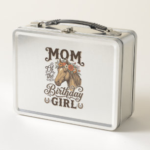 Mom Birthday Girl Floral Horse Western Vintage Shi Metal Lunch Box
