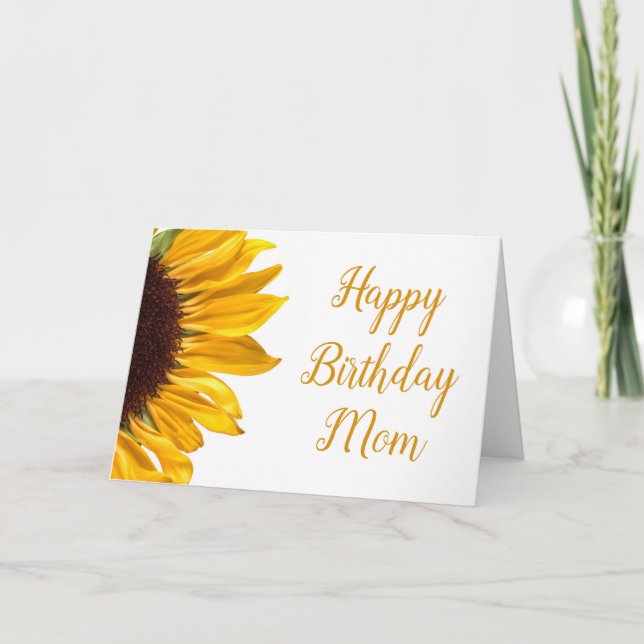 Mom Birthday Golden Yellow Sunflower  Card (Front)