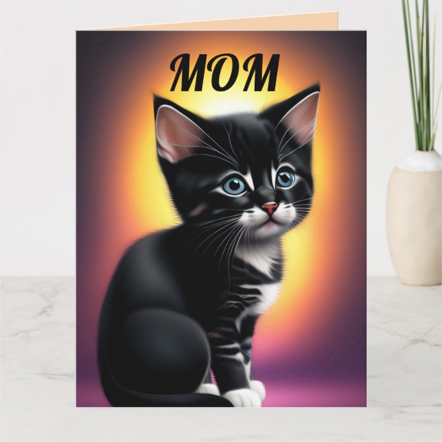 MOM BIRTHDAY KITTY CAT ART Greeting Card (Front)
