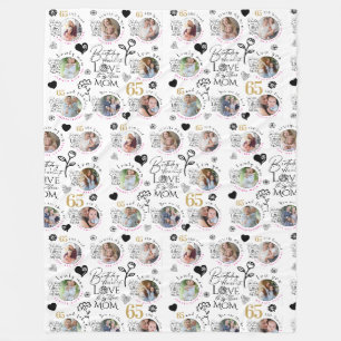 Mom Birthday Photo Collage Keepsake Typography Fleece Blanket