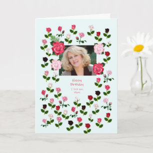 Mom, Birthday, Roses Card