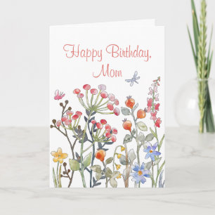 Mom Birthday Spring Flower Berries Leave Flora  Card